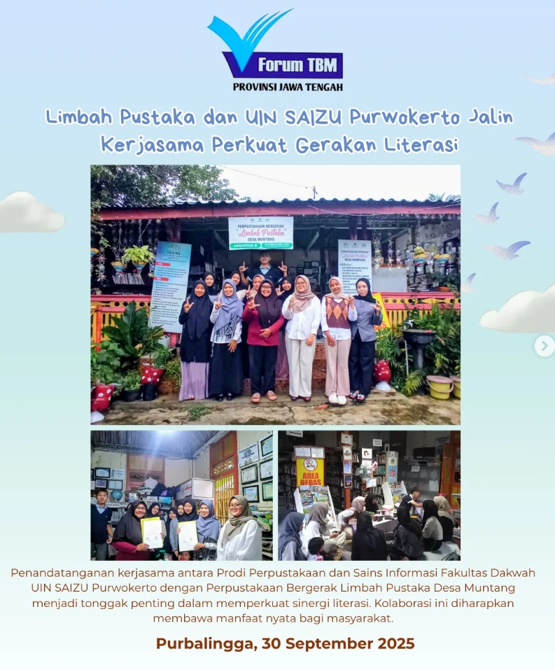 Perkuat Gerakan Literasi, Limbah Pustaka Jalin Kerjasama dengan UIN SAIZU Purwokerto