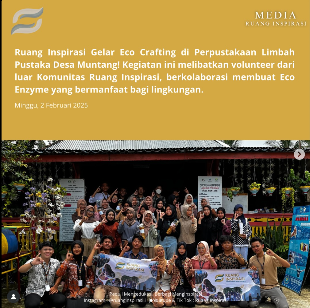 Kolaborasi Ruang Inspirasi dan Limbah Pustaka: Gelar 'Eco Crafting' Sulap Limbah Kulit Buah Jadi Eco-Enzyme