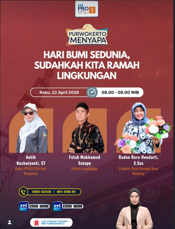Hari Bumi Sedunia, Limbah Pustaka Hadir di “Purwokerto Menyapa” RRI Pro 1 Bahas Kepedulian terhadap Lingkungan
